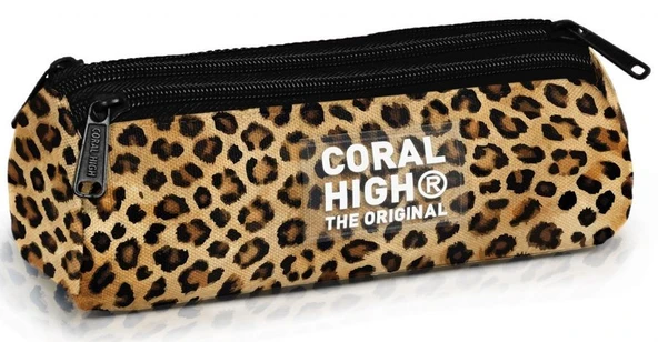 Coral High Kahverengi Leopar Desenli Kız Çocuk İlkokul ve Ortaokul Okul Kalem Çantası ürün görseli 1