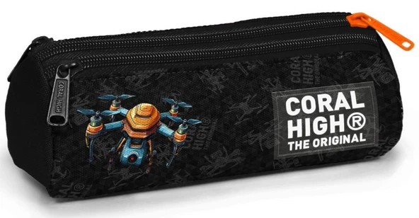 Coral High Siyah Drone Baskılı Erkek Çocuk Okul Kalem Çantası - Üç Bölmeli ürün görseli 1