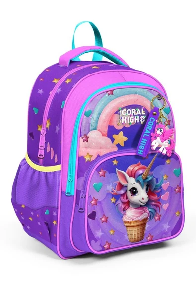 Coral High Mor Pembe Unicorn Kız Çocuk İlkokul Okul Sırt Çantası ürün görseli 1