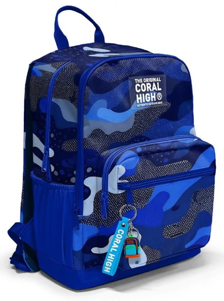 Coral High İlkokul ve Ortaokul Sırt Çantası - Erkek Çocuk, Mavi Lacivert Kamuflaj Desenli, Dört Bölmeli ürün görseli 1