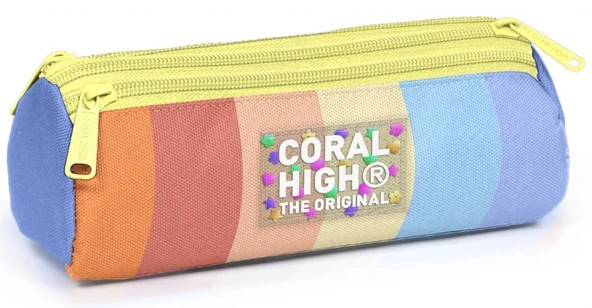 Coral High Kız Çocuk Üç Gözlü Turuncu-Sarı Renk Geçişli İlkokul ve Ortaokul Kalemliği ürün görseli 1