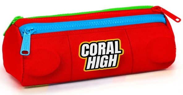 Coral High Kırmızı Bultak Desenli Kız ve Erkek Çocuk Okul Kalem Çantası - Üç Bölmeli Kalemlik ürün görseli 1