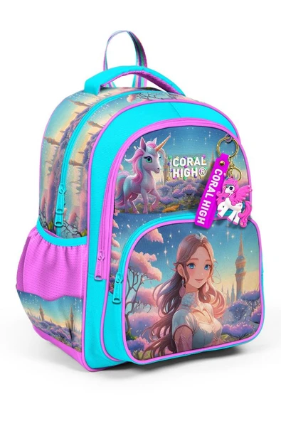 Coral High Turkuaz Pembe Anime Kız - Kız Çocuk İlkokul Okul Sırt Çantası ürün görseli 1
