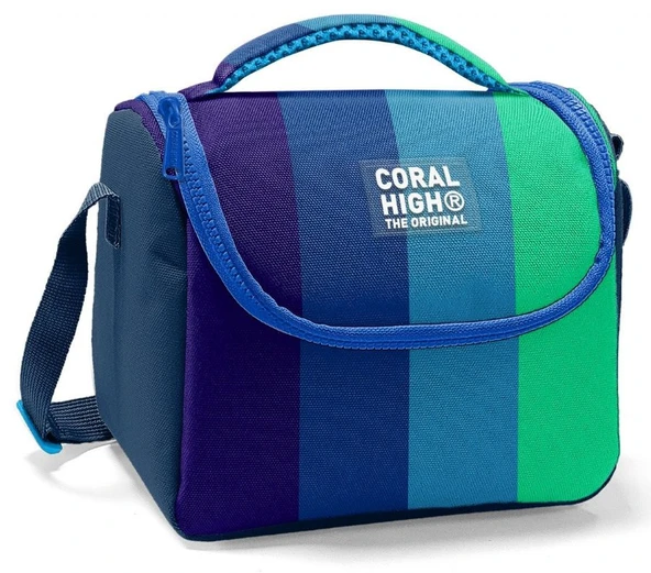 Coral High Beslenme Çantası 11797, Erkek Çocuk, Lacivert Yeşil Renkli Çizgili, Isı Yalıtımlı ürün görseli 1