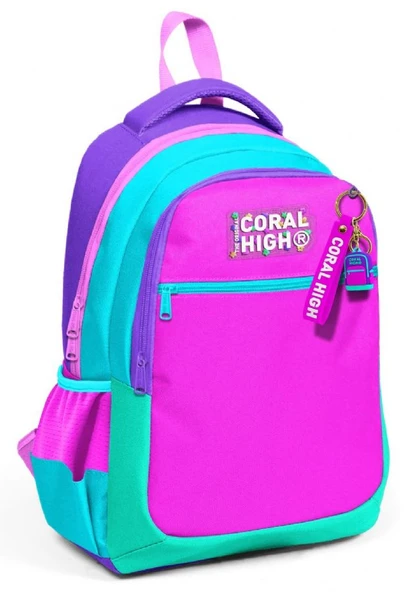 Coral High Üç Gözlü Kız Çocuk Pembe Yeşil İlkokul ve Ortaokul Sırt Çantası ürün görseli 1