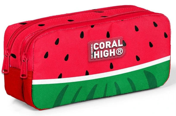 Coral High Kız ve Erkek Çocuk Kırmızı Yeşil Karpuz Desenli İlkokul Okul Kalem Çantası ürün görseli 1