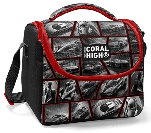 Coral High Erkek Çocuk İlkokul Beslenme Çantası, Siyah Kırmızı Araba, Isı Yalıtımlı ürün görseli 1
