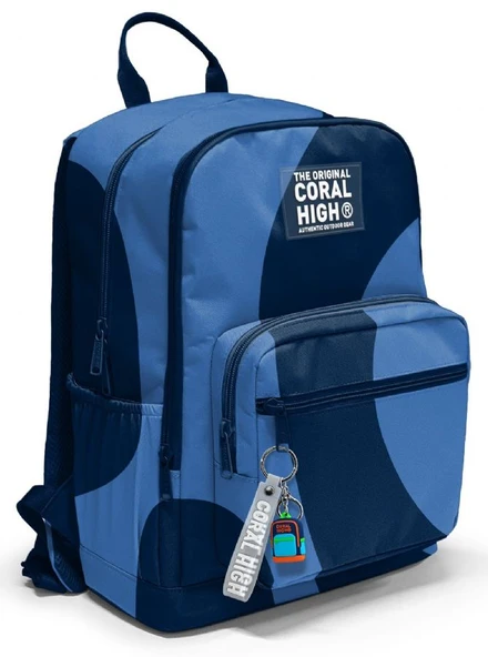 Coral High İlkokul ve Ortaokul Sırt Çantası - Erkek Çocuk, Lacivert Mavi Renkli Çizgili, Dört Bölmeli ürün görseli 1