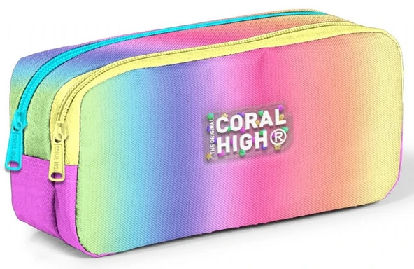 Coral High Kız Çocuk İki Gözlü Çok Renkli Kalem Çantası ürün görseli 1