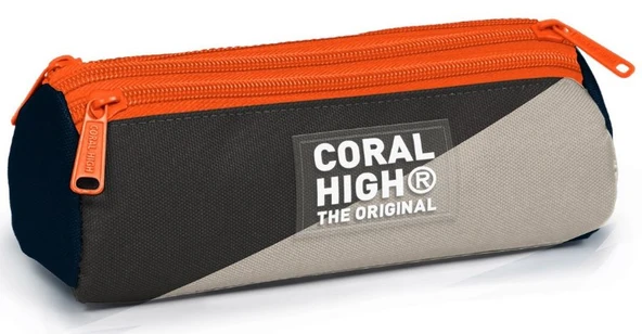 Coral High Erkek Çocuk Siyah Gri Renkli Üç Bölmeli Okul Kalem Çantası - İlk Okul Orta Okul ürün görseli 1