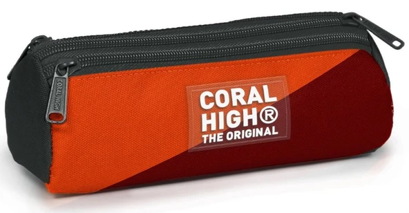 Coral High Erkek Çocuk Bordo Turuncu Üç Gözlü Okul Kalem Çantası ürün görseli 1
