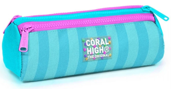 Coral High Pembe Turkuaz Renk Geçişli Kız Çocuk Üç Gözlü İlkokul ve Ortaokul Okul Kalemliği ürün görseli 1