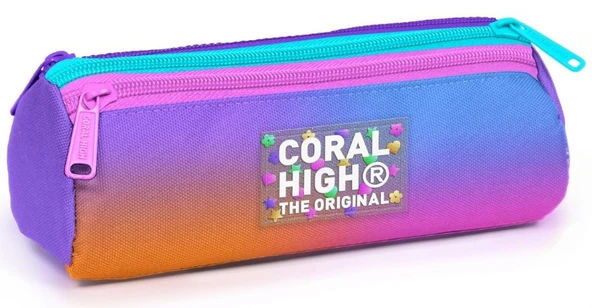 Coral High Kız Çocuk Mor Pembe Renk Geçişli Üç Bölmeli İlkokul ve Ortaokul Kalemliği ürün görseli 1