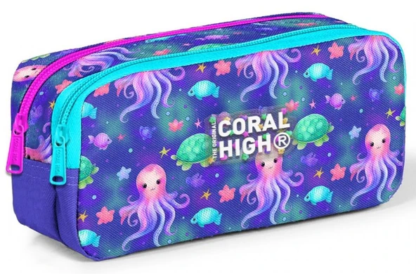 Coral High Kız Çocuk Mavi Deniz Anası Baskılı İki Gözlü İlkokul Kalemliği ürün görseli 1