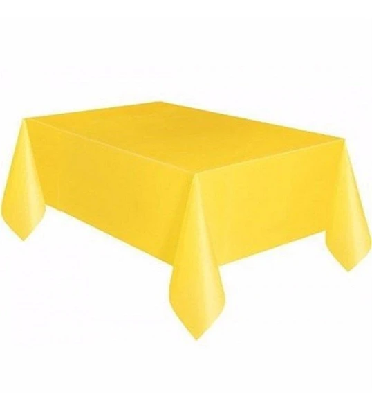 Plastik Naylon Su Geçirmez Parti Piknik Renkli Masa Örtüsü - 120x180 Cm. - Sarı - 1 Adet ürün görseli 1