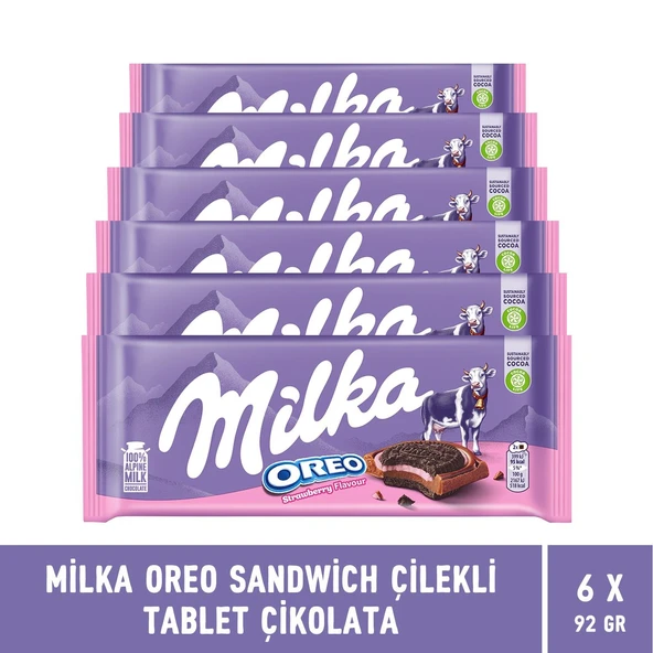 Milka Oreo Sandwich Çilekli Tablet Çikolata 92 gr - 6 Adet ürün görseli 1