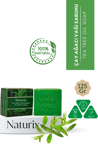 Çay Ağacı Yağı Sabunu 125 gr - Arındırıcı, Yağ Dengeleyici ve Cilt Yatıştırıcı Bakım Sabunu ürün görseli 1