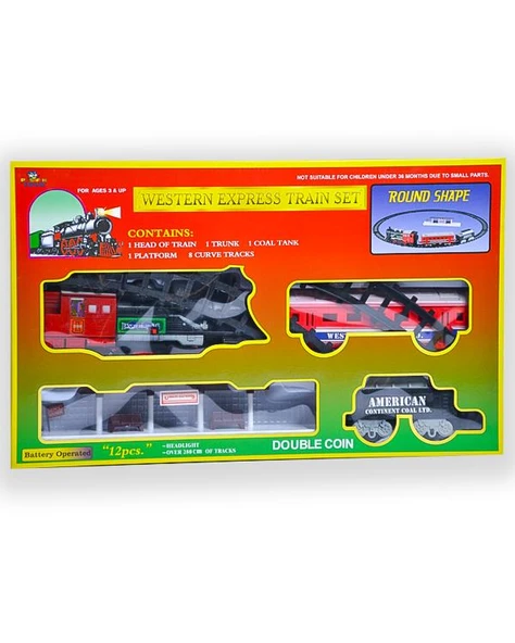 Pasifik Toys Western Express 12 Parça Işıklı ve Sesli 3lü Tren Seti 7019 ürün görseli 1