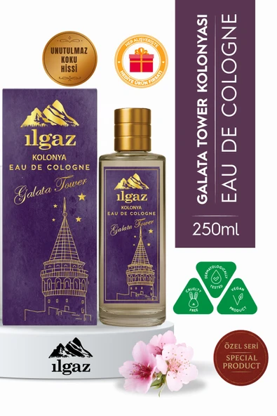 Galata Tower Kolonyası | Eau De Cologne Cam Şişe 250 ml | Türkiye Serisi Sakura Ağacı Kokusu ürün görseli 1