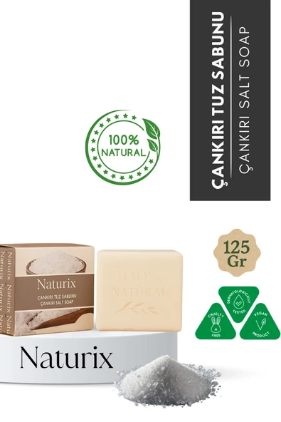 Çankırı Tuz Sabunu 125 gr - Arındırıcı, Gözenek Sıkılaştırıcı ve Ferahlatıcı Cilt Bakımı Sabunu ürün görseli 1