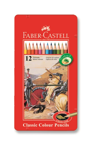 Faber Castell 12 Renk Kuru Boya Kalemi Metal Kutu ürün görseli 1