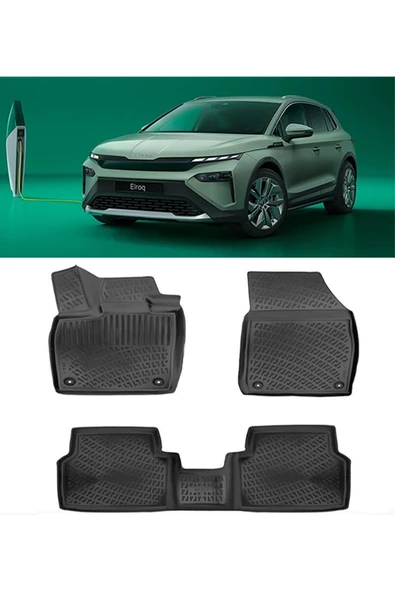 Rizline Skoda Elroq 2025 ve Sonrası 3D Havuzlu Paspas Siyah ürün görseli 1