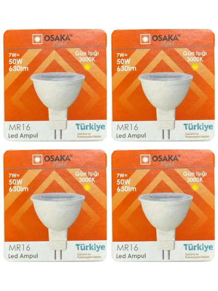 (4 Adet) Osaka 7W (50W) Sarı Işık (3000K) G4 Duylu (İğne Bacak) Led Çanak Ampul ürün görseli 1