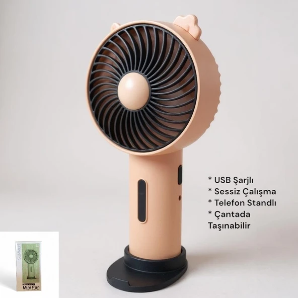 Summer USB Şarjlı El Fanı I Taşınabilir Mini Fan I Yaz Serinleticisi I Vantilatör I Telefon Stantlı ürün görseli 1