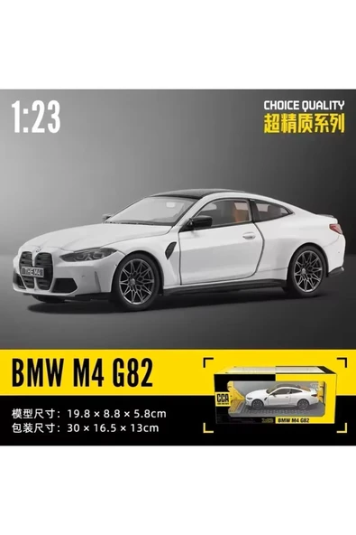 BMW M4 1:23 BMW M4 G82 Kapıları Açılabilen Model Araba Beyaz ürün görseli 1