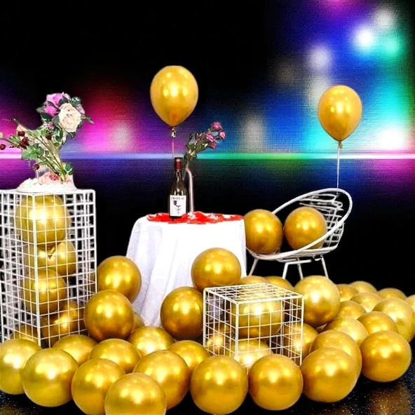 ULTRA YÜKSEK KALİTE 50 ADET GOLD KROM BALON AYNALI BALON PARLAK BALON METALİK BALON KROM GOLD BALON ürün görseli 1