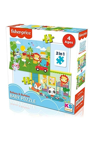 bisepetim 13406 KS Fisher-Price Baby Puzzle - Railway & Bedtime / 12+24 Parça Puzzle / +4 yaş ürün görseli 1