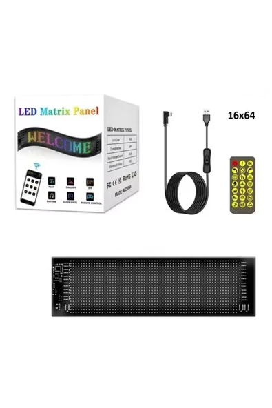 Ld Teknoloji Araç Led Matrix Cama Yapışkanlı Telefonla Kontrol Edilebilen Kişiselleştirilebilir Uzaktan Kumandalı Genişlik 12 cm Uzunluk 60 cm ürün görseli 1