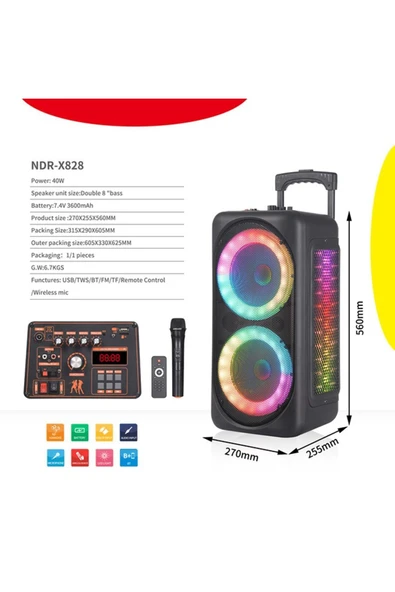 Ld Teknoloji Speaker Bluetooth Hoparlör Karaoke Mikrofonlu NDR-X828 ürün görseli 1