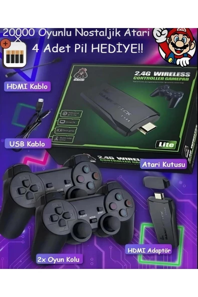 Ld Teknoloji 20000 Oyunlu Vintage Gamin Atari 2.4g Uyumlu Kablosuz Pilli ürün görseli 1