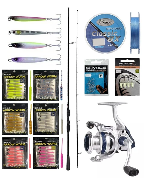 YekOutdoor Arrow Worm LRF Seti Okuma Psycho Stick Game 198cm Ex-Fast 0.5-3.5gr 2 Parça Olta Kamışı&Okuma ARIA-1000a 1BB Olta Makinesi ürün görseli 1