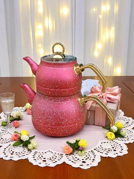 Girist Home Bordo Renk Granit Çaydanlık Takımı ürün görseli 1