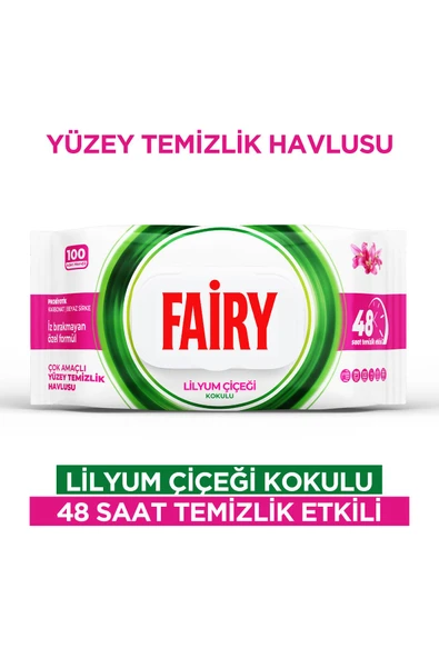 Fairy Çok Amaçlı Yüzey Temizlik Havlusu 100 Yaprak | Lilyum Çiçeği| Beyaz Sirke & Karbonat ürün görseli 1