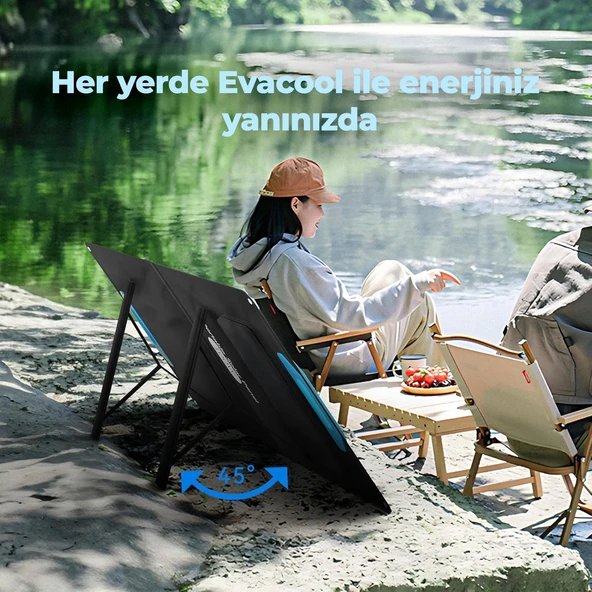 EvaCool 100W Type-C, USB Çıkışlı Katlanabilir Portatif Güneş Paneli - Resim 5