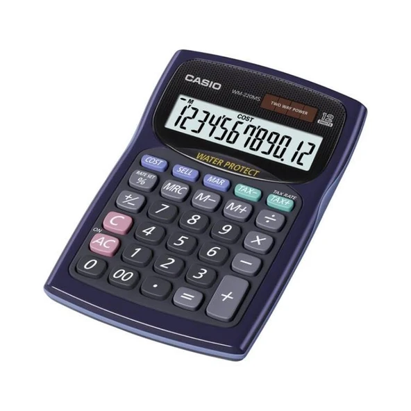 Casio WM-220MS-BU Hesap Makinesi Suya-Toza Dayanıklı 12 Hane ürün görseli 1