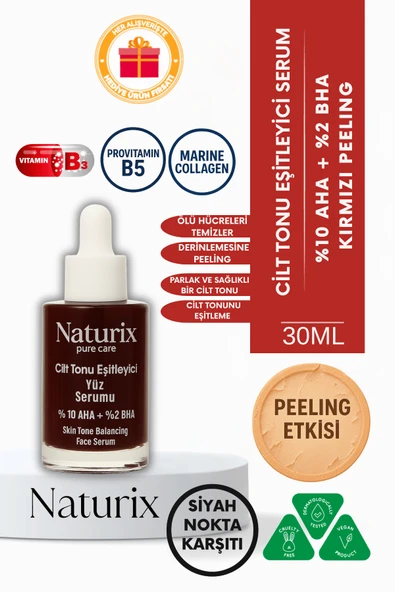 Cilt Tonu Eşitleyici Serum %10 AHA + %2 BHA Kırmızı Peeling Etkisi - 30 Ml ürün görseli 1