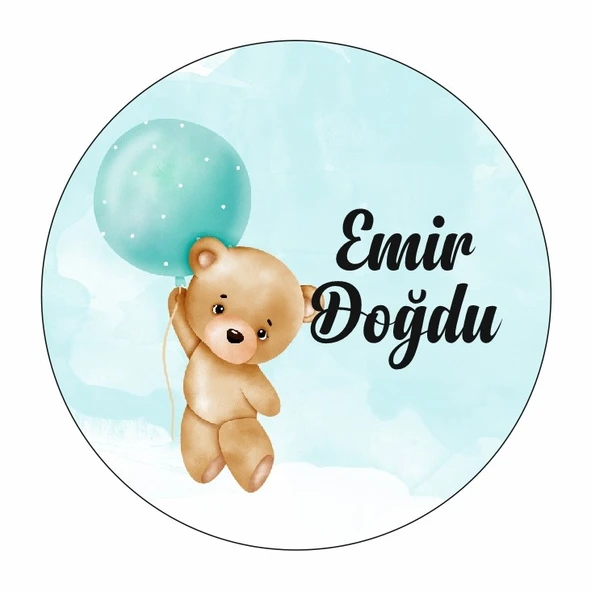 Yuvarlak Yeni Doğan Ayıcık Kına Nişan Düğün 3x3 cm özel etiket / 50 adet sticker ürün görseli 1