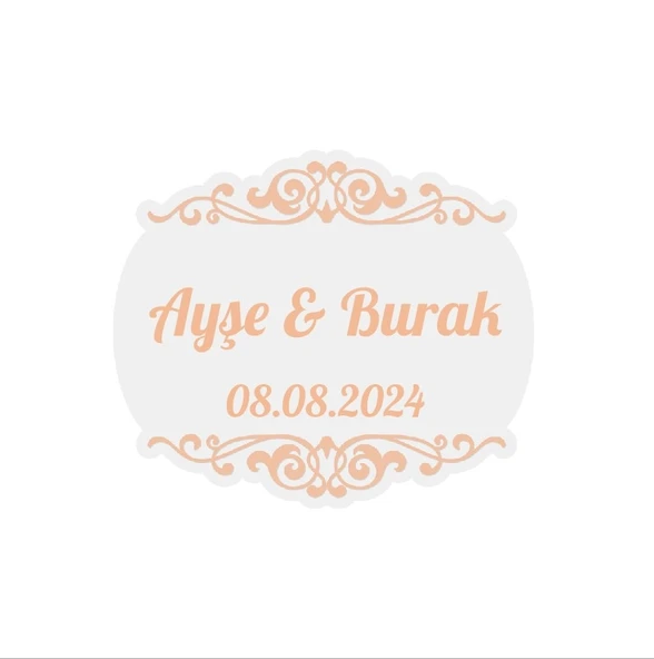 Gri Desenli Kına Nişan Düğün 3x3 cm özel etiket / 50 adet sticker ürün görseli 1