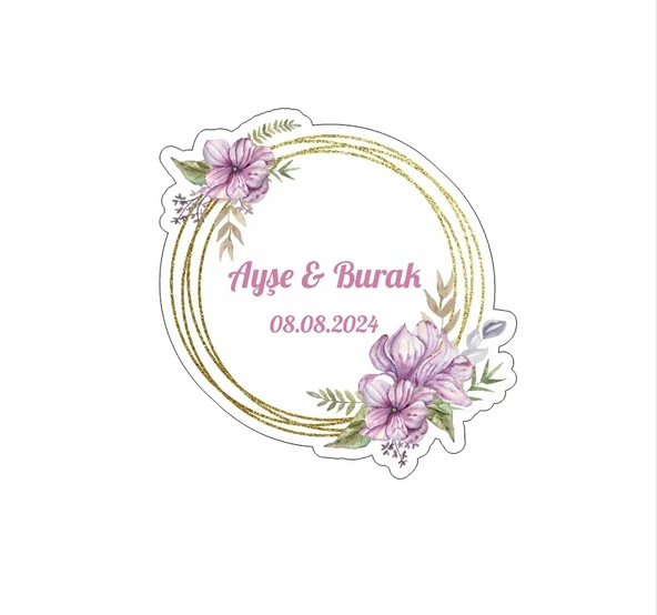 Kalpli Kına Nişan Düğün 3x3 cm özel etiket / 50 adet sticker ürün görseli 1