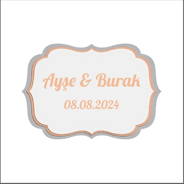 Tucuncu Desenli Kına Nişan Düğün 3x3 cm özel etiket / 50 adet sticker ürün görseli 1