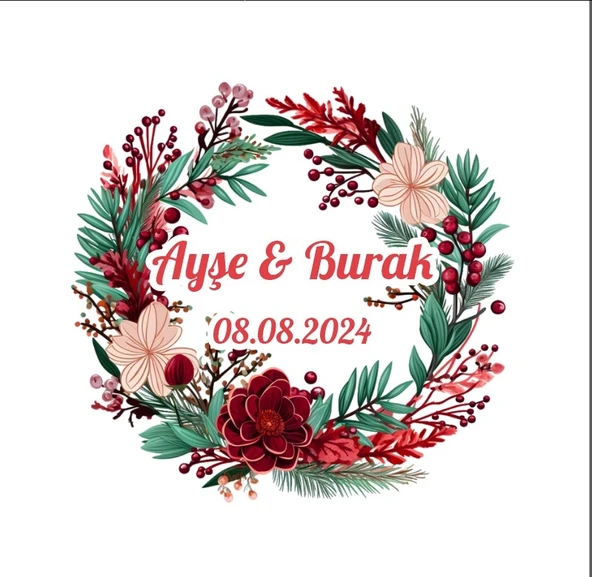 Hasır Örgü Çerçeveli Etiket Kına Nişan Düğün 3x3 cm özel etiket / 50 adet sticker ürün görseli 1