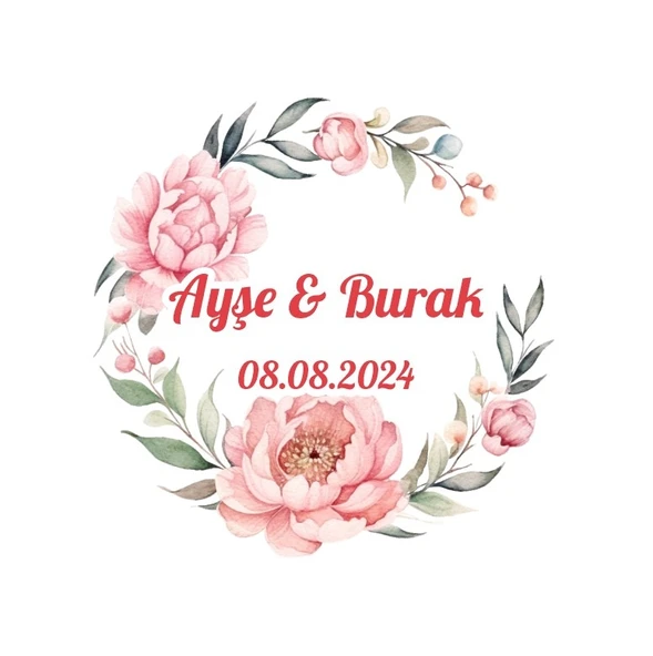 Dal Örgü Çerçeveli Etiket Kına Nişan Düğün 3x3 cm özel etiket / 50 adet sticker ürün görseli 1