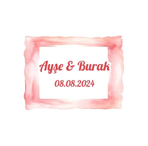 Gün Batımı Suluboya Çerçeve Etiketi Kına Nişan Düğün 3x3 cm özel etiket / 50 adet sticker ürün görseli 1