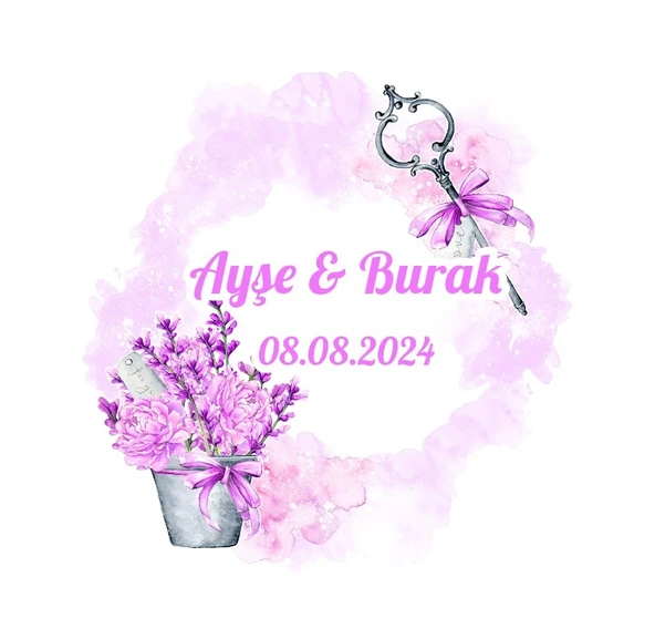 Parisienne Şık Düğün Etiketi Kına Nişan Düğün 3x3 cm özel etiket / 50 adet sticker ürün görseli 1