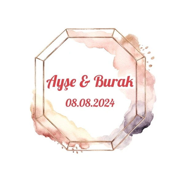 Dal Örgü Çerçeveli Etiket Kına Nişan Düğün 3x3 cm özel etiket / 50 adet sticker ürün görseli 1