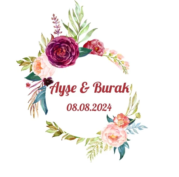 Diamond Floral Düğün Etiketi Kına Nişan Düğün 3x3 cm özel etiket / 50 adet sticker ürün görseli 1